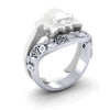 Ladies 9ct White Gold Bespoke Shaped To Fit Rose Wedding Ring
