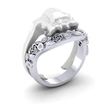 Ladies 18ct White gold Bespoke Shaped To Fit Rose Design Wedding Ring