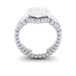 Ladies 9ct White Gold Bead Design Bespoke Shaped To Fit Wedding Ring