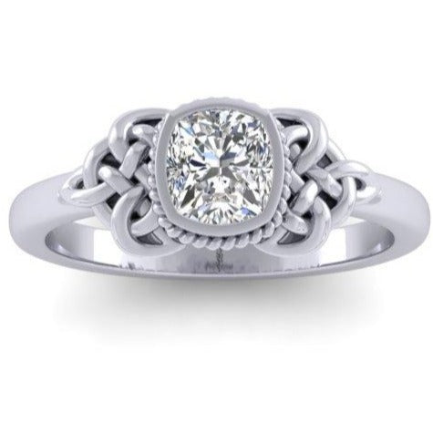 Bespoke Design Cushion Cut Diamond Celtic Engagement Ring