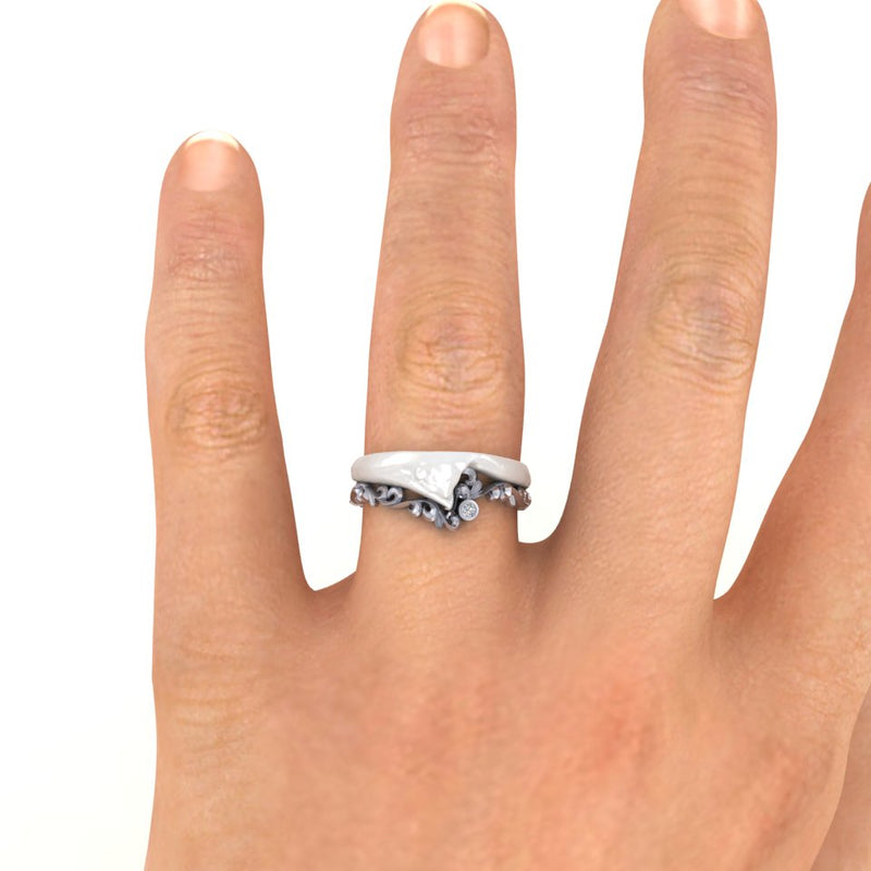 Ladies 9ct White Gold Bespoke Design Shaped To Fit Wedding Ring