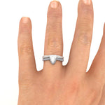 Ladies Platinum Wishbone Style Bespoke Shaped To Fit Diamond Wedding Ring