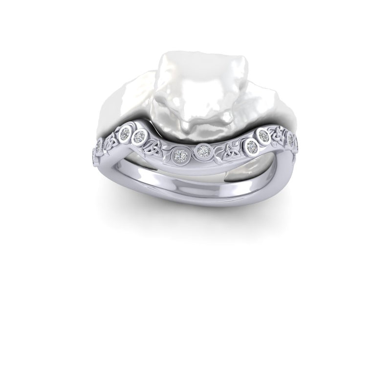 9ct White Gold Bespoke Shaped To Fit Celtic Design Ladies Ring