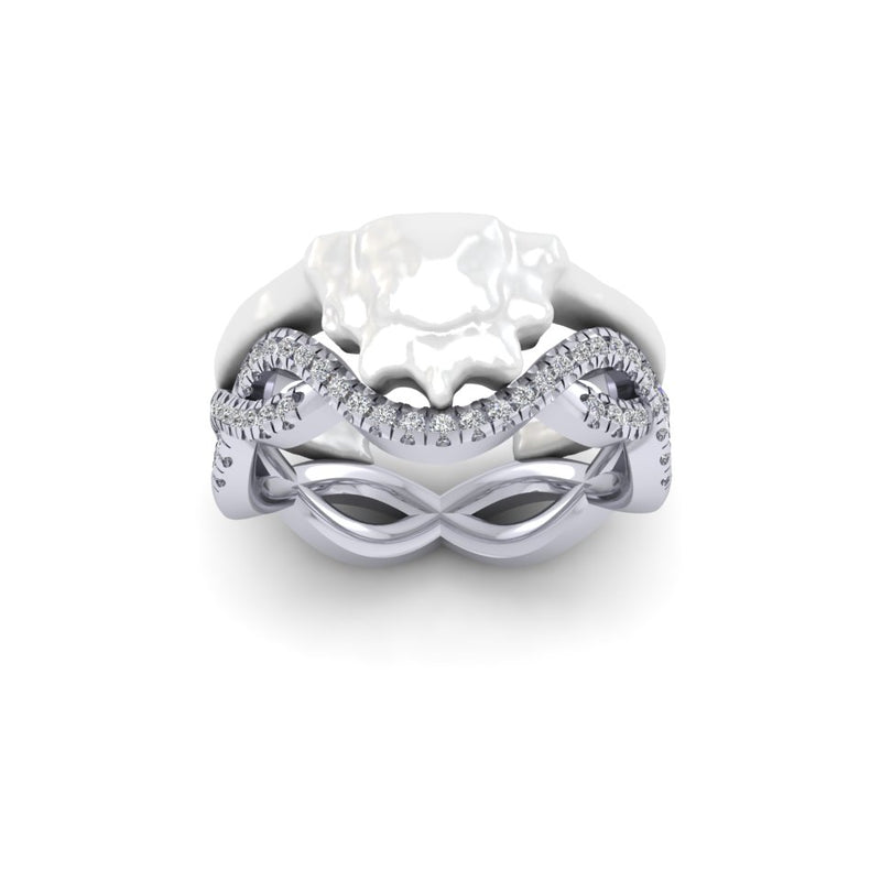 Ladies 18ct White Gold Bespoke Shaped To Fit Diamond Wedding Ring