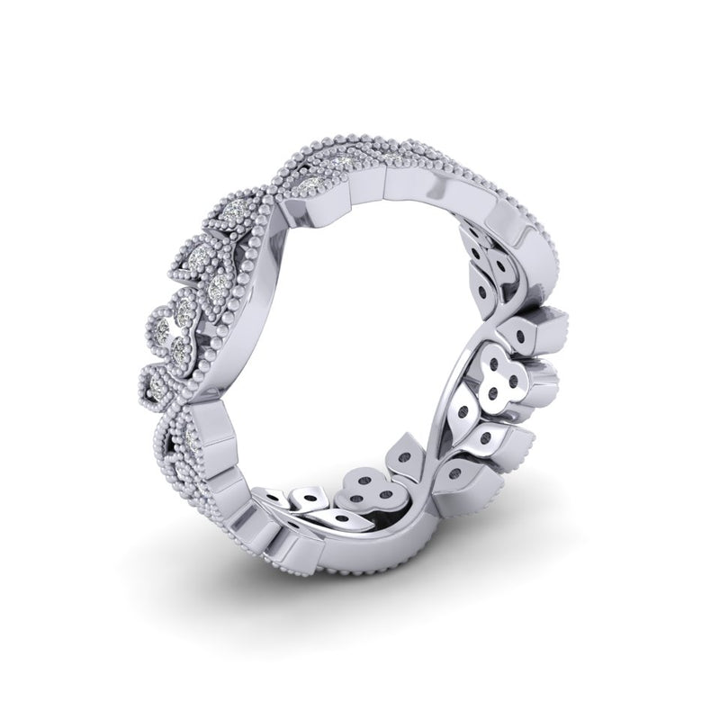 Ladies 9ct White gold Bespoke Designer Wedding Ring