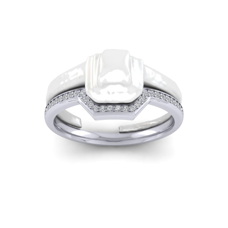 9ct White Gold And 0.14ct Ladies Diamond Bespoke Wedding Ring
