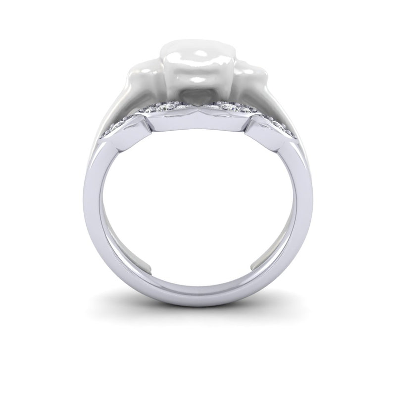 Ladies 9ct White Gold And Diamond Bespoke Shaped To Fit Designer Wedding Ring