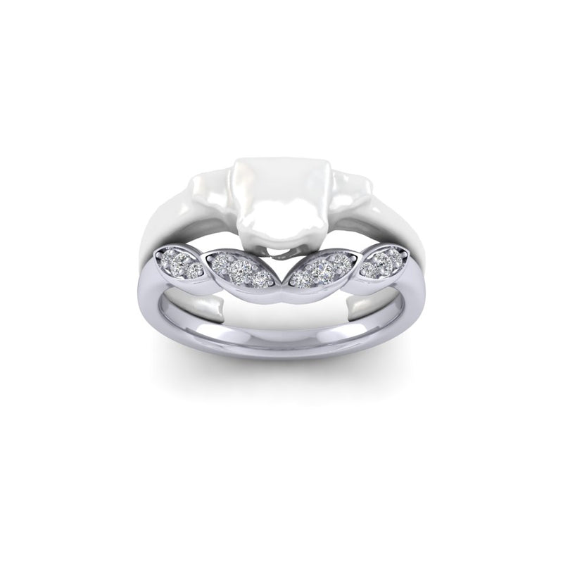 Ladies 9ct White Gold And Diamond Bespoke Shaped To Fit Designer Wedding Ring