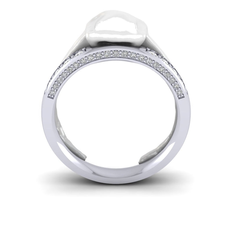9ct White Gold Ladies Bespoke Shaped To Fit Diamond Wedding Ring