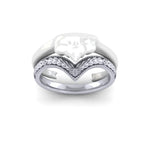 Ladies 9ct White Gold Wishbone Style Bespoke Shaped To Fit Wedding Ring