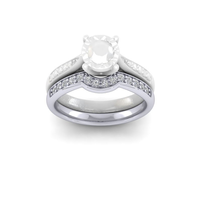 9ct White Gold And Diamond Shaped To Fit Ladies Bespoke Wedding Ring