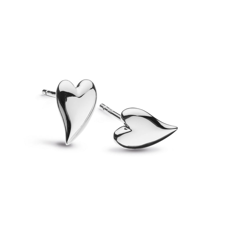 Ladies Silver Kit Heath Desire Kiss Mini Heart Rhodium Plated Stud Earrings