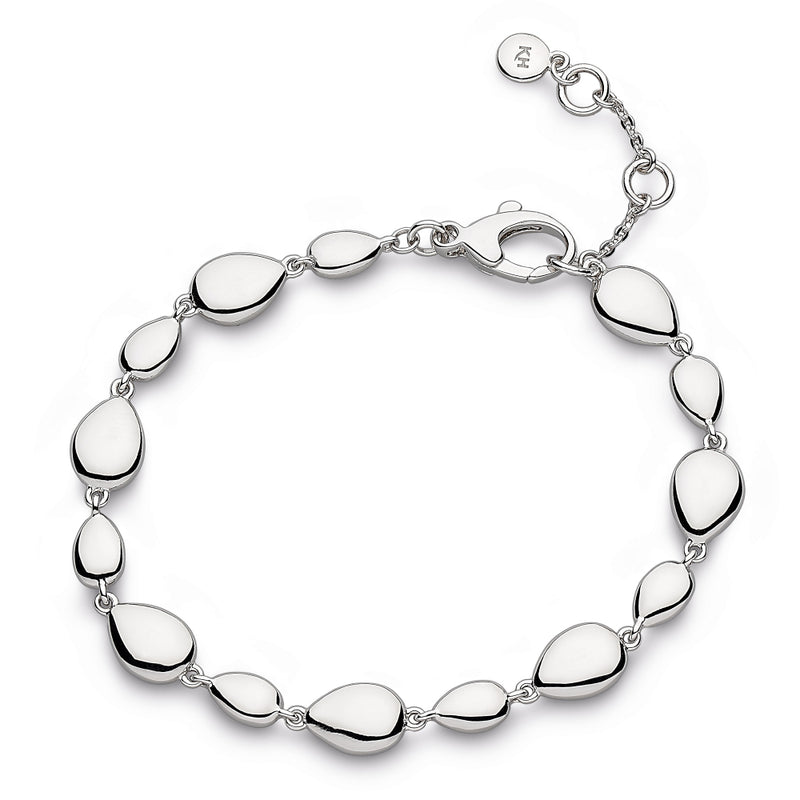 Ladies Silver Kit Heath Coast Pebble Linking Pebble Rhodium Plated Bracelet 7.5inches In Length