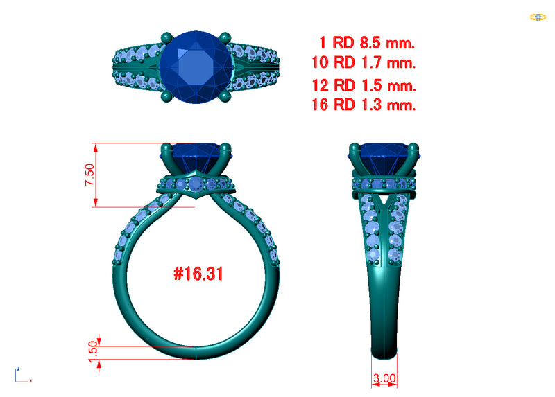 Ladies Bespoke Design 2.90ct Brilliant Cut Diamond Engagement Ring