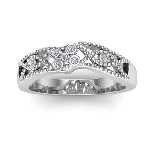 9ct White Bespoke Shaped To Fit Ladies Diamond Wedding Ring
