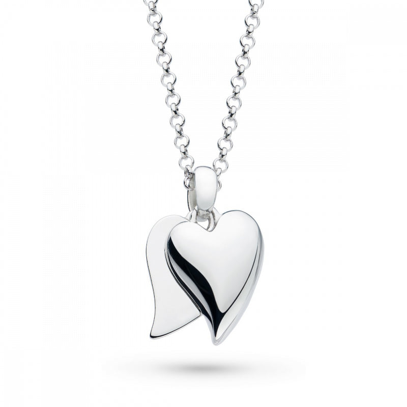Ladies Silver Kit Heath Desire Love Duet Heart Rhodium Plated Necklace With 18inch Chain