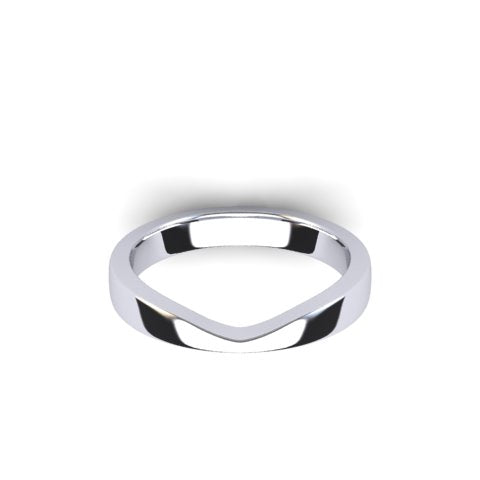 9ct White Gold Ladies Plain Shaped To Fit Wedding Ring