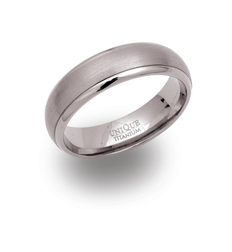 Gents Titanium Ring 6mm Wide With Brushed Centre TR-4