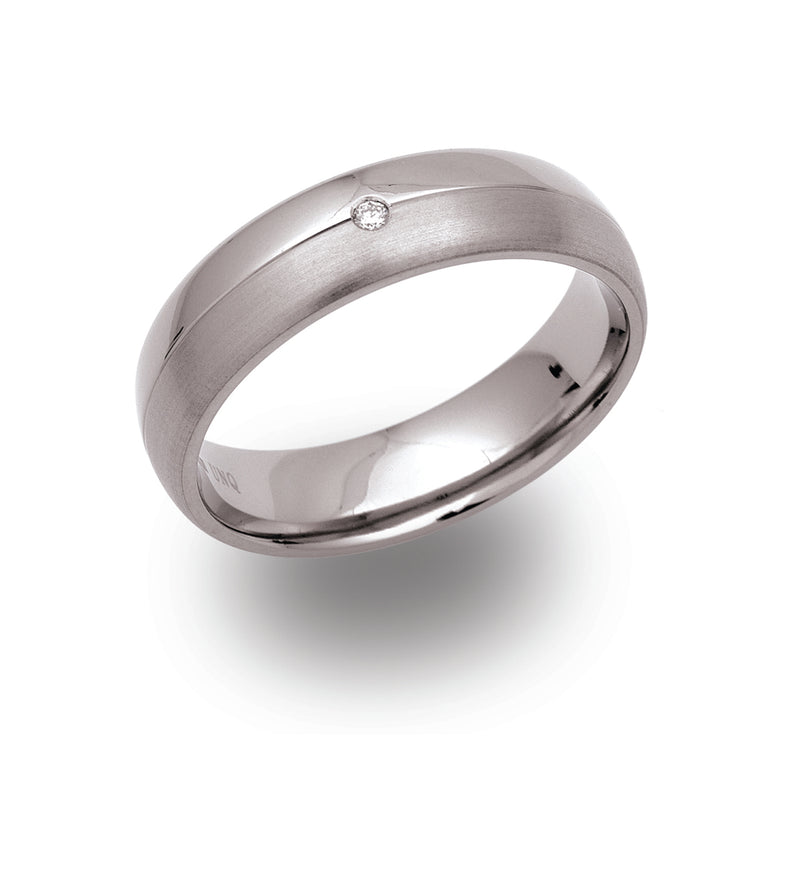 Gents Titanium Ring 6mm Wide With 0.02ct Diamond TR-72