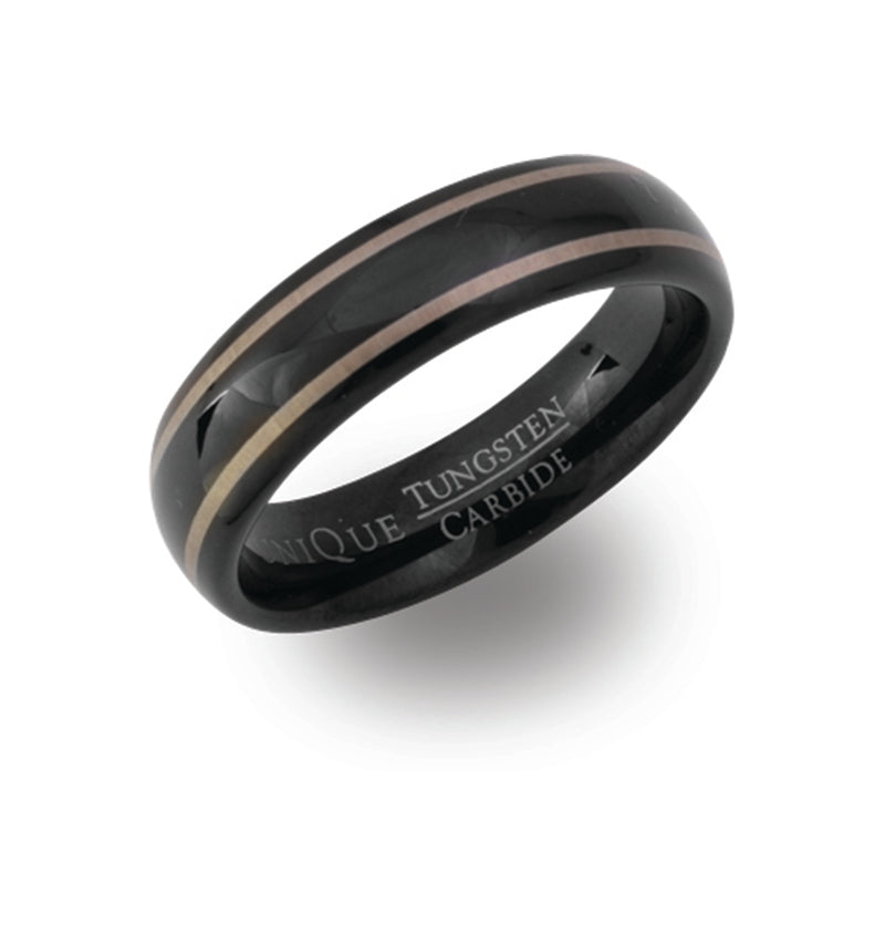 Gents Tungsten Ring 6mm Wide With Black IP Plating TUR-38