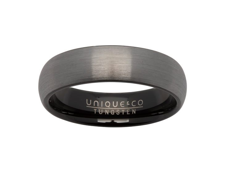 Gents Tungsten Ring 6mm Wide With Black IP Plating TUR-71