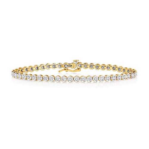 Ladies 9ct Yellow Gold 1.00ct Diamond Bracelet