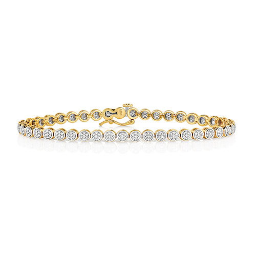 9ct Yellow Gold 1.00ct Ladies Diamond Bracelet