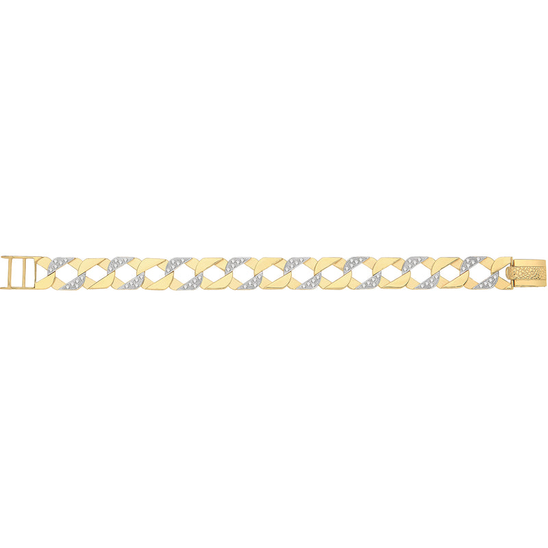 Gents 9ct Gold Cast Cz Chain Bracelet