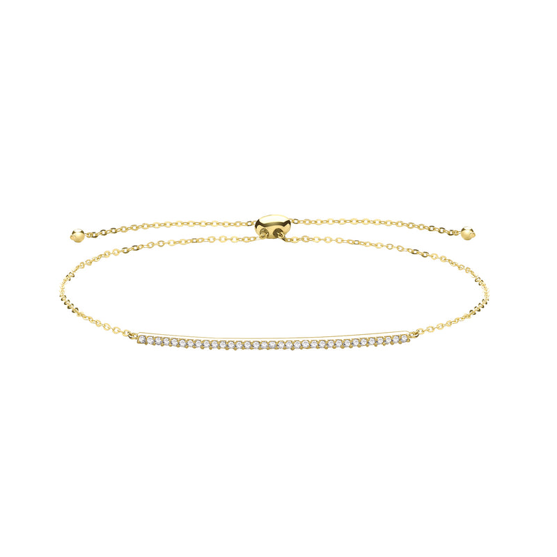 Ladies 9CT Gold Cz Bar Pull Style Bracelet
