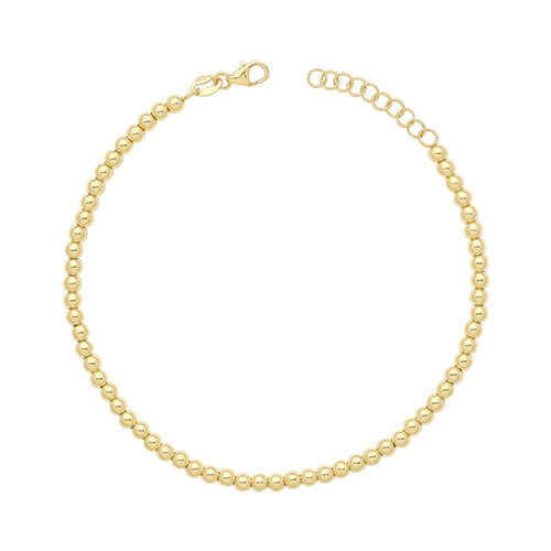 Ldies 9ct 7"" Gold Beaded Bracelet
