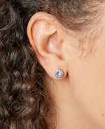 March Sterling Silver Birthstone Stud Earrings