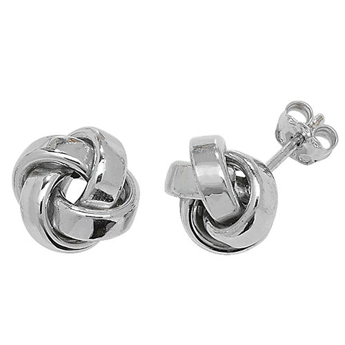 9ct White Gold Knot Stud Earring