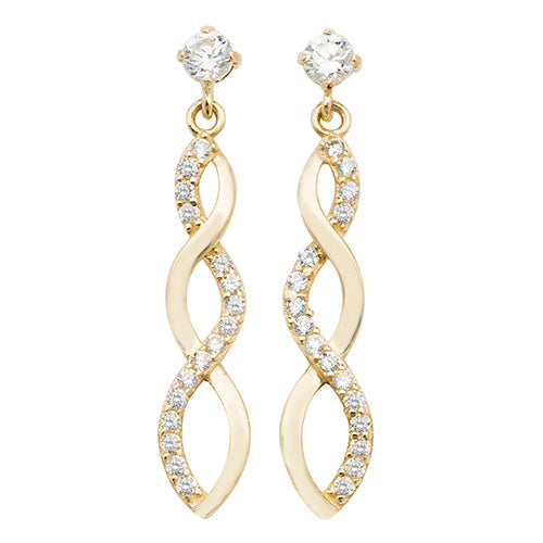 9ct Yellow Gold Cz Extended Infinity Drop Earrings