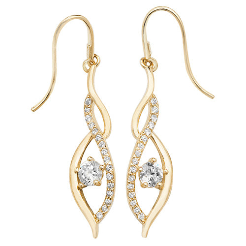 9ct Yellow Gold Fish Hook Cz Drop Earrings – John McKay Jewellers