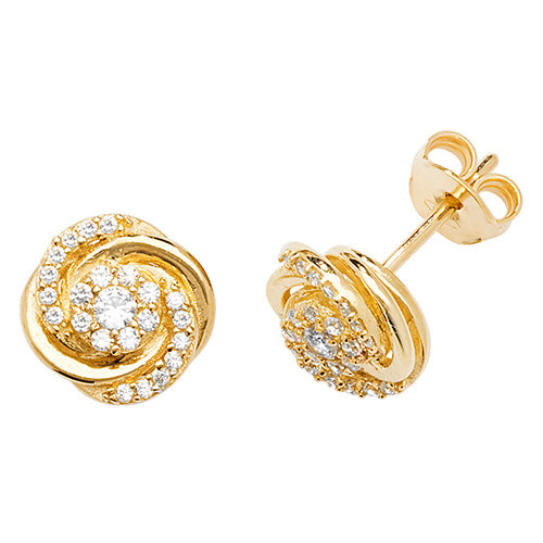 9ct Yellow Gold Cubic Zirconium Twisted Stud Earrings