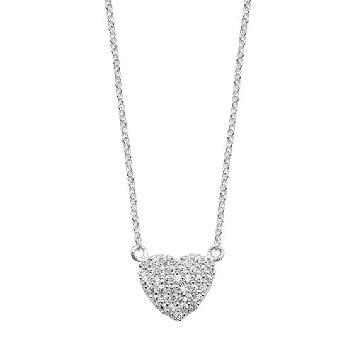 Children's Sterling Silver Heart Cz Necklace