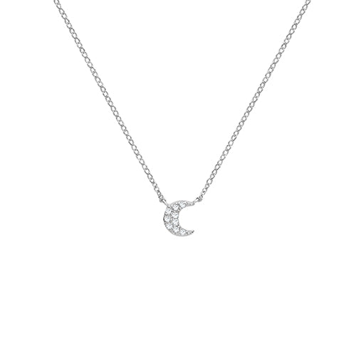 Children's Sterling Silver Cz Moon Necklace