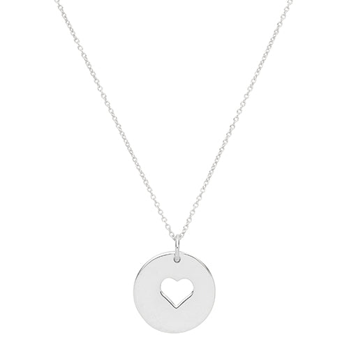 Children's Sterling Silver Heart Disc Necklace