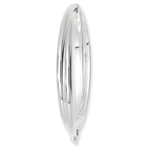 Sterling Silver Ladies Oval Plain Double D Shaped Hinged Bangle