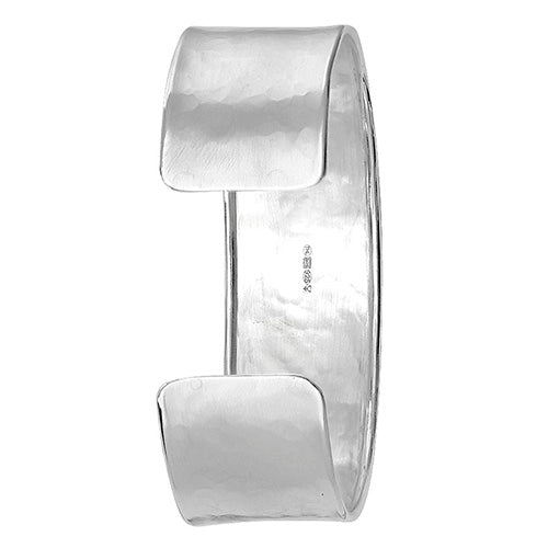 Sterling Silver Ladies Oval Hammered Cuff Bangle