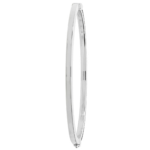 Sterling Silver Ladies Oval Plain Hinged Bangle