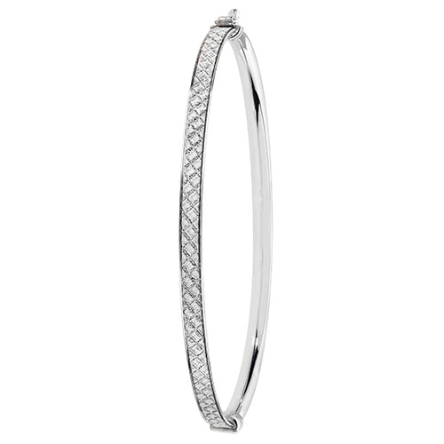 Sterling Silver Ladies Oval Moon dust Hinged Bangle