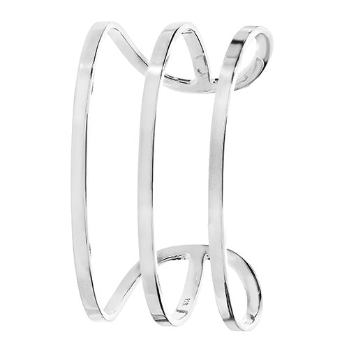 Sterling Silver Ladies Oval Cuff Bangle