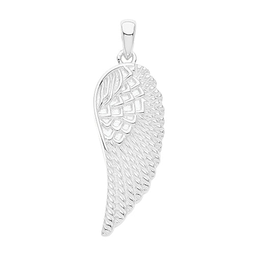 Sterling Silver Rhodium Plated Angel Wing Pendant And Chain