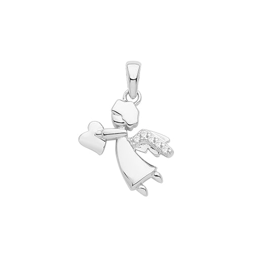 Children's Silver Rhodium Angel Pendant & Chain