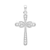 Sterling Silver Rhodium Plated Cz Cross Pendant And Chain