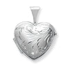 Sterling Silver Heart Patterned Locket Pendant And Chain