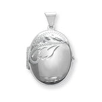 Sterling Silver Patterned Oval Locket And Chain