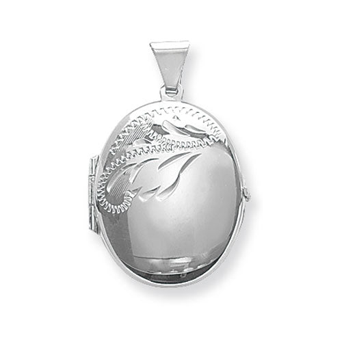 Sterling Silver Patterned Oval Locket And Chain