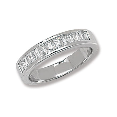 Ladies Silver Baguette Eternity Cubic Zirconium Ring